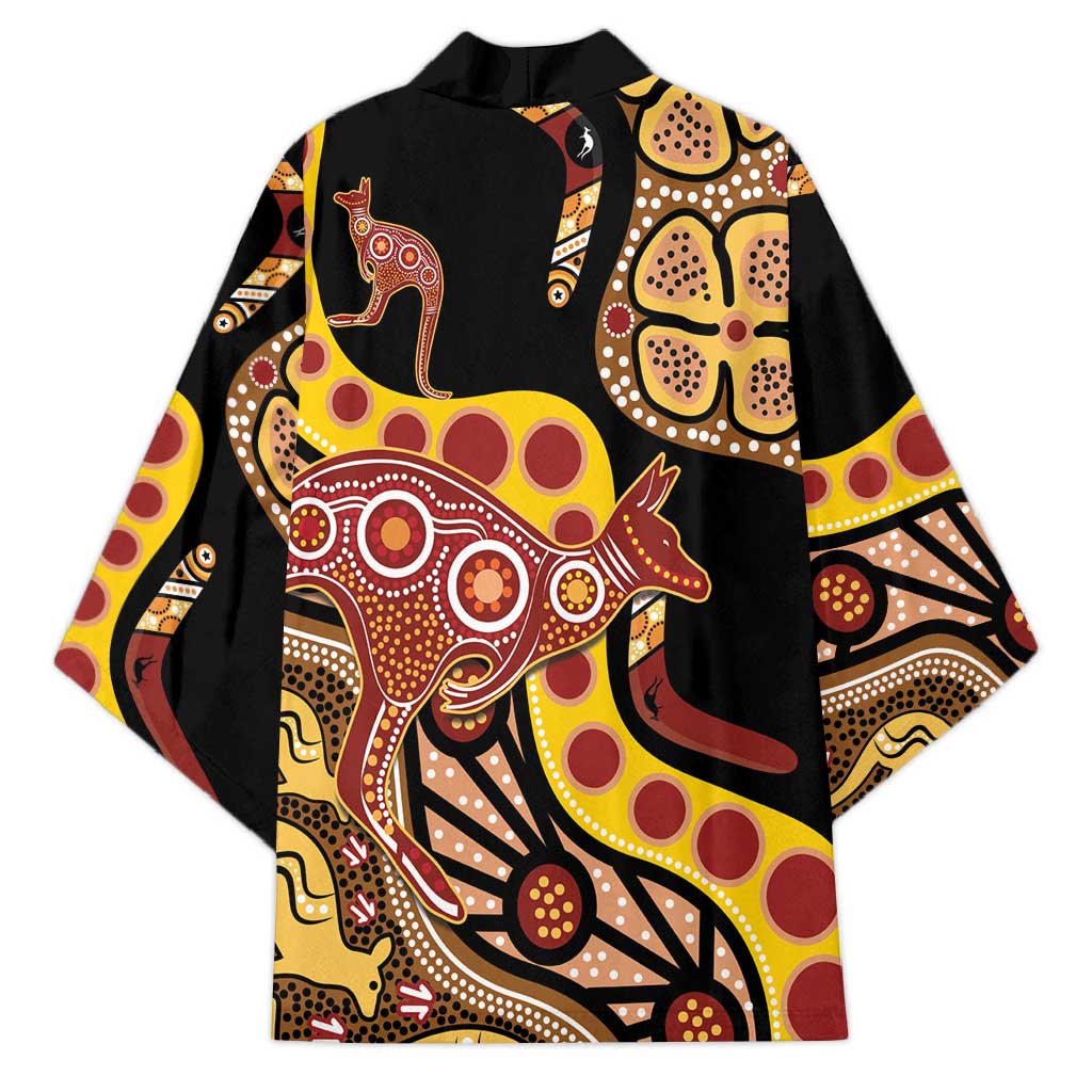 Kangaroo Australia Kimono Aussie Aboriginal Dot Art
