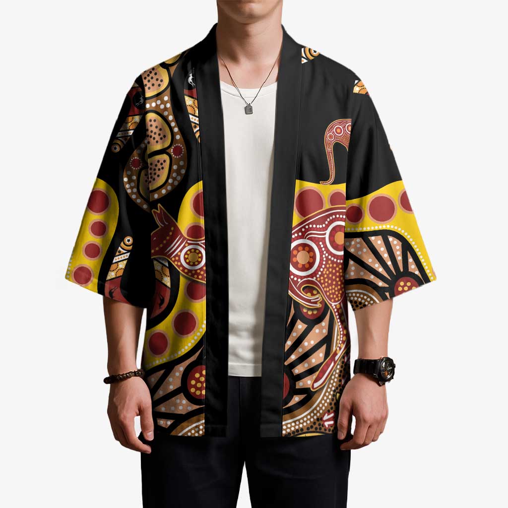 Kangaroo Australia Kimono Aussie Aboriginal Dot Art