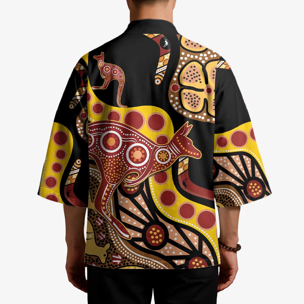 Kangaroo Australia Kimono Aussie Aboriginal Dot Art