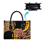 Kangaroo Australia Leather Bag Aussie Aboriginal Dot Art