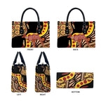 Kangaroo Australia Leather Bag Aussie Aboriginal Dot Art