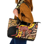 Kangaroo Australia Leather Tote Bag Aussie Aboriginal Dot Art