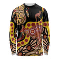 Kangaroo Australia Long Sleeve Shirt Aussie Aboriginal Dot Art