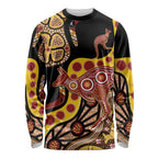 Kangaroo Australia Long Sleeve Shirt Aussie Aboriginal Dot Art