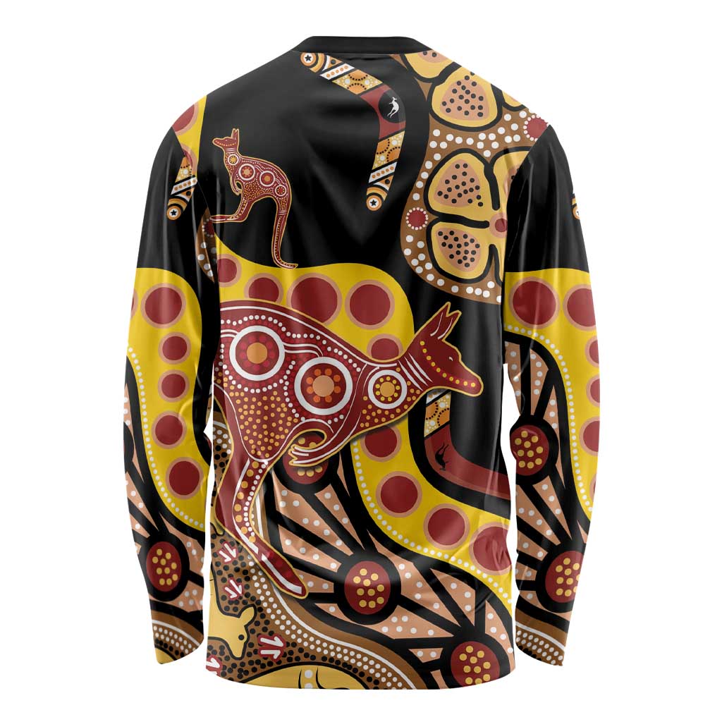 Kangaroo Australia Long Sleeve Shirt Aussie Aboriginal Dot Art