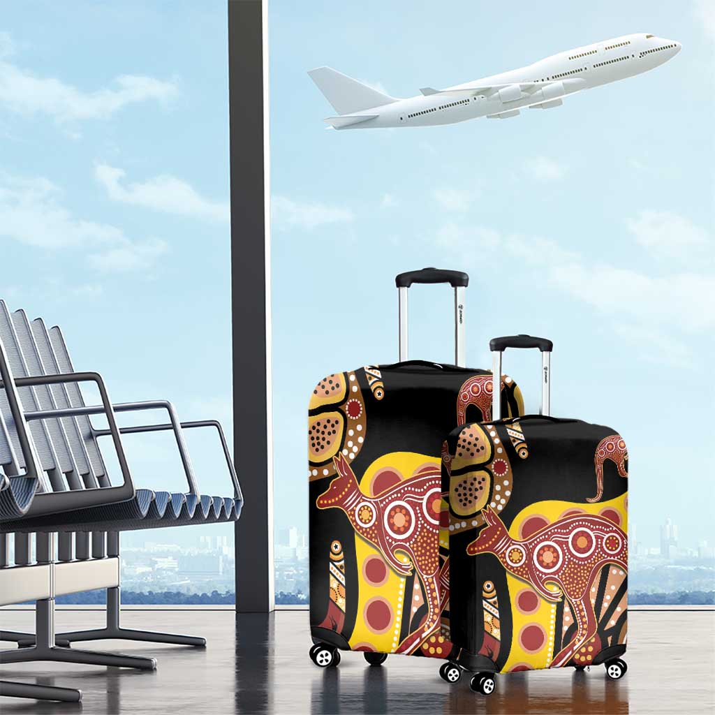 Kangaroo Australia Luggage Cover Aussie Aboriginal Dot Art