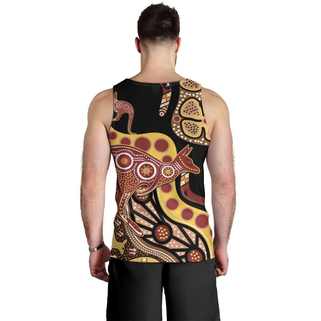 Kangaroo Australia Men Tank Top Aussie Aboriginal Dot Art