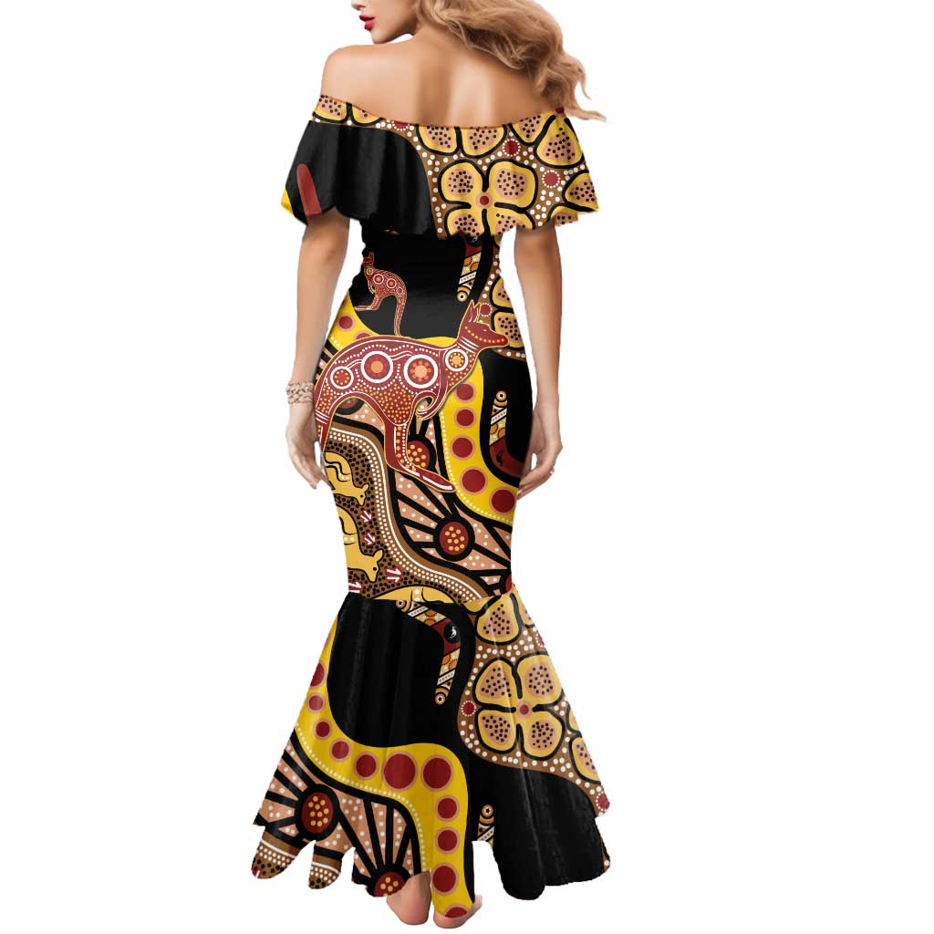 Kangaroo Australia Mermaid Dress Aussie Aboriginal Dot Art