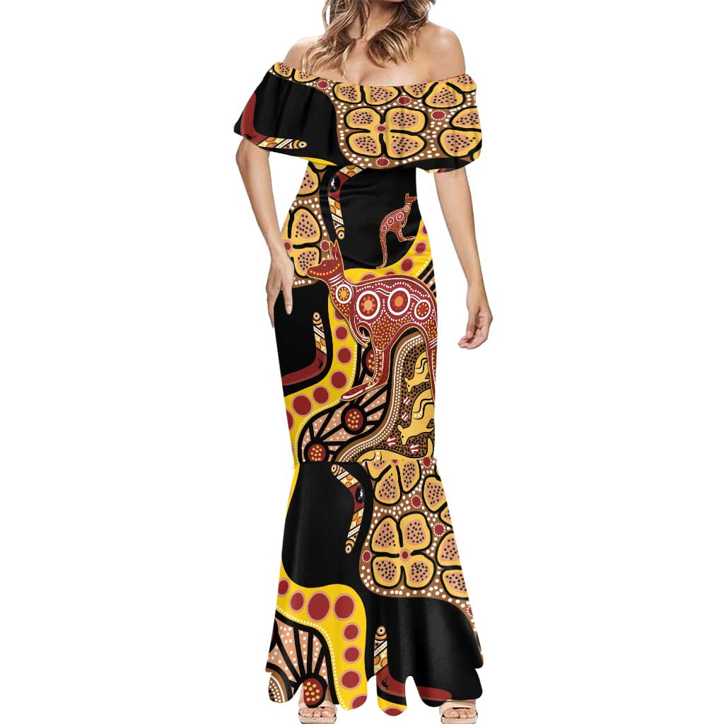 Kangaroo Australia Mermaid Dress Aussie Aboriginal Dot Art