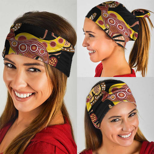 Kangaroo Australia Neck Gaiter Aussie Aboriginal Dot Art