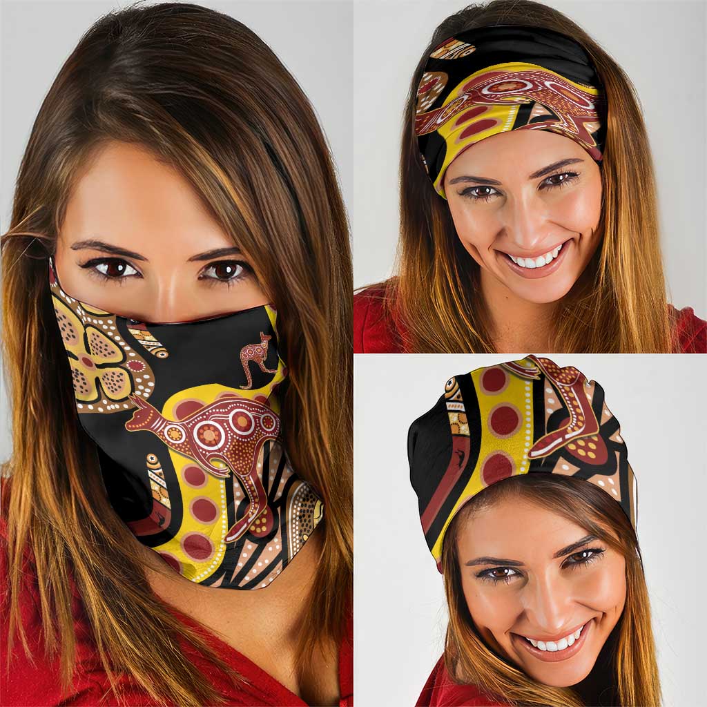 Kangaroo Australia Neck Gaiter Aussie Aboriginal Dot Art