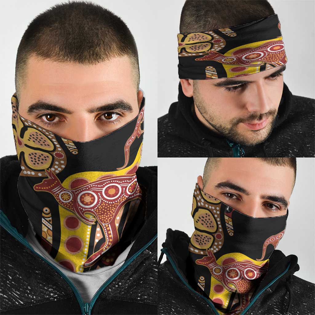Kangaroo Australia Neck Gaiter Aussie Aboriginal Dot Art