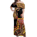 Kangaroo Australia Off Shoulder Maxi Dress Aussie Aboriginal Dot Art