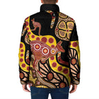 Kangaroo Australia Padded Jacket Aussie Aboriginal Dot Art