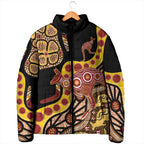 Kangaroo Australia Padded Jacket Aussie Aboriginal Dot Art