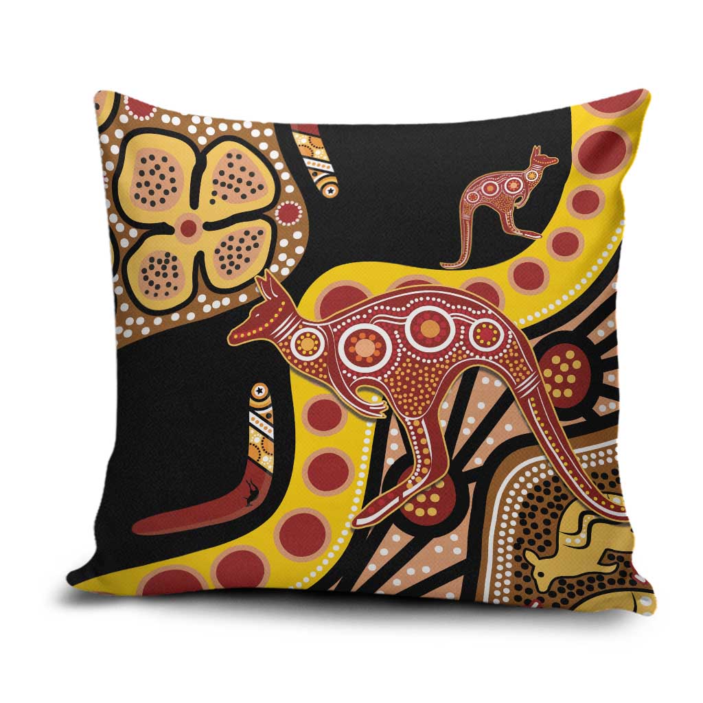 Kangaroo Australia Pillow Cover Aussie Aboriginal Dot Art