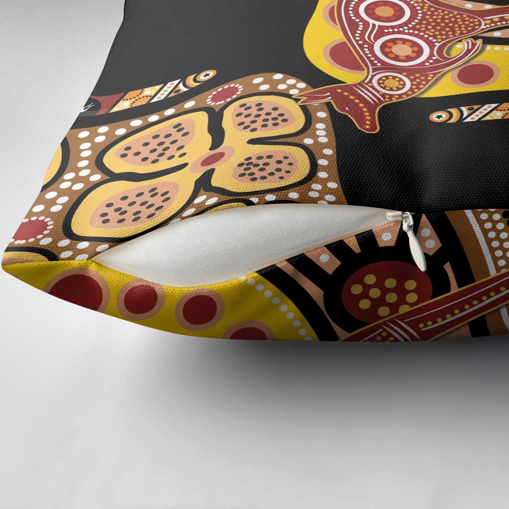 Kangaroo Australia Pillow Cover Aussie Aboriginal Dot Art