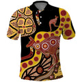 Kangaroo Australia Polo Shirt Aussie Aboriginal Dot Art