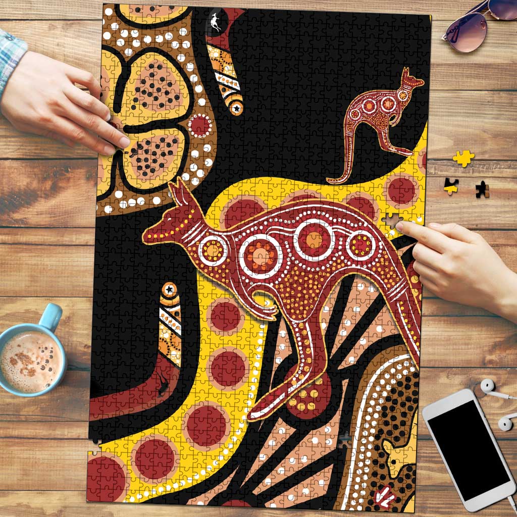 Kangaroo Australia Puzzle Aussie Aboriginal Dot Art
