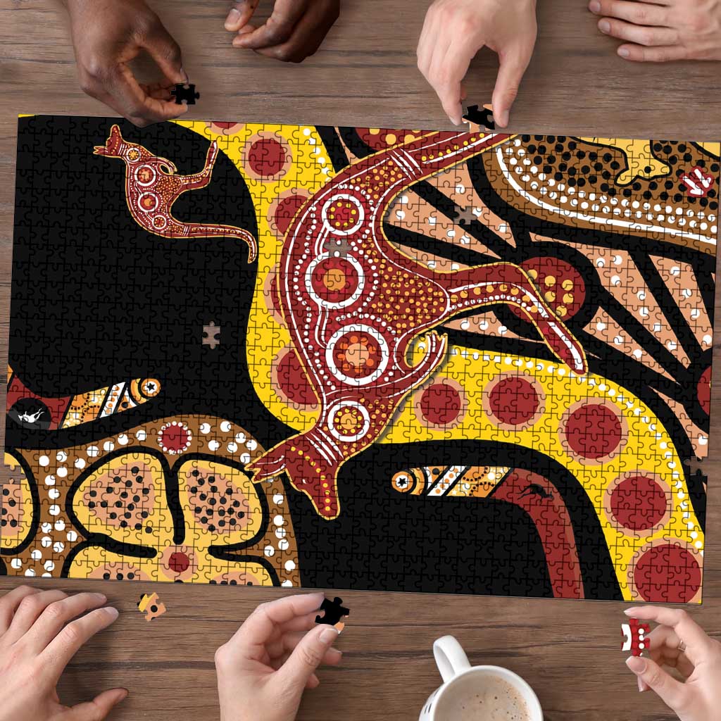 Kangaroo Australia Puzzle Aussie Aboriginal Dot Art