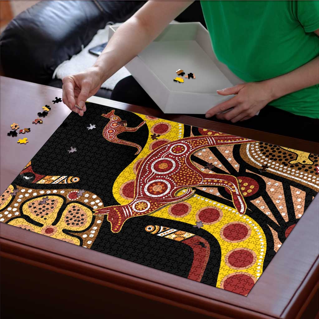 Kangaroo Australia Puzzle Aussie Aboriginal Dot Art