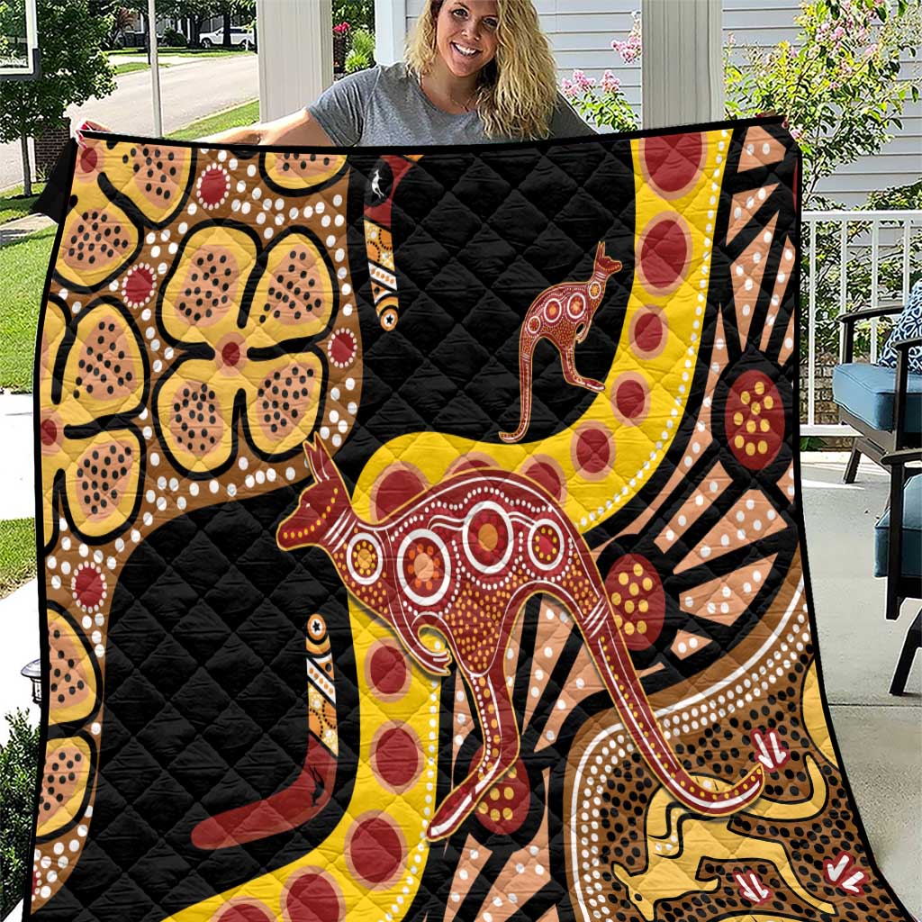 Kangaroo Australia Quilt Aussie Aboriginal Dot Art