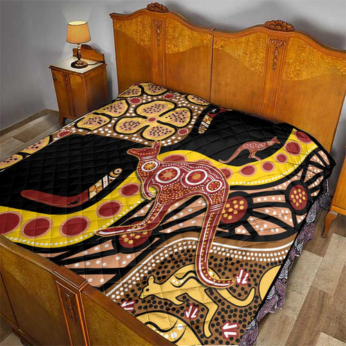 Kangaroo Australia Quilt Aussie Aboriginal Dot Art