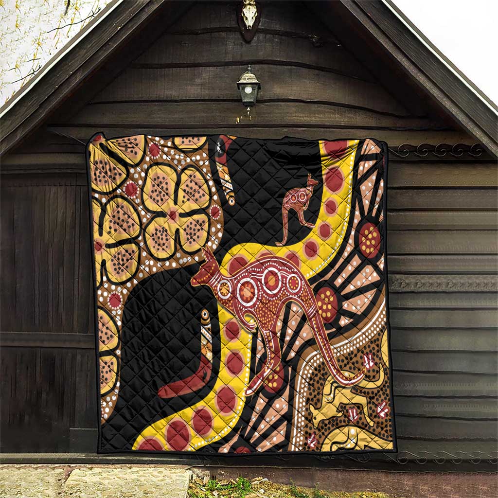 Kangaroo Australia Quilt Aussie Aboriginal Dot Art