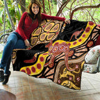 Kangaroo Australia Quilt Aussie Aboriginal Dot Art