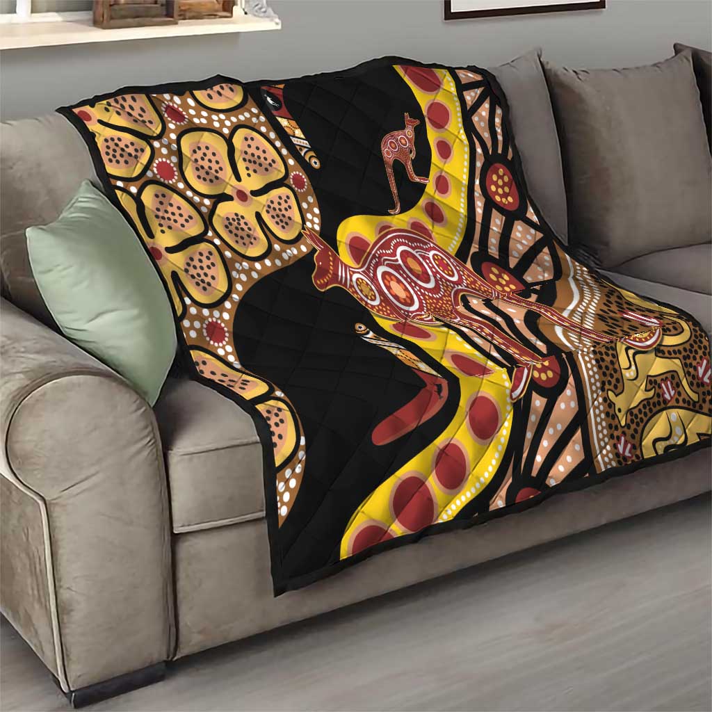 Kangaroo Australia Quilt Aussie Aboriginal Dot Art