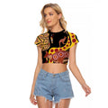 Kangaroo Australia Raglan Cropped T Shirt Aussie Aboriginal Dot Art