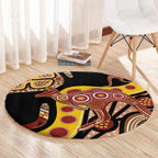 Kangaroo Australia Round Carpet Aussie Aboriginal Dot Art