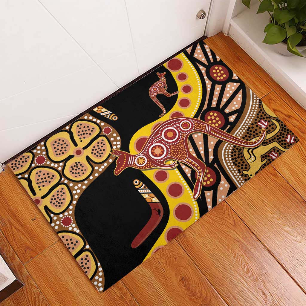 Kangaroo Australia Rubber Doormat Aussie Aboriginal Dot Art