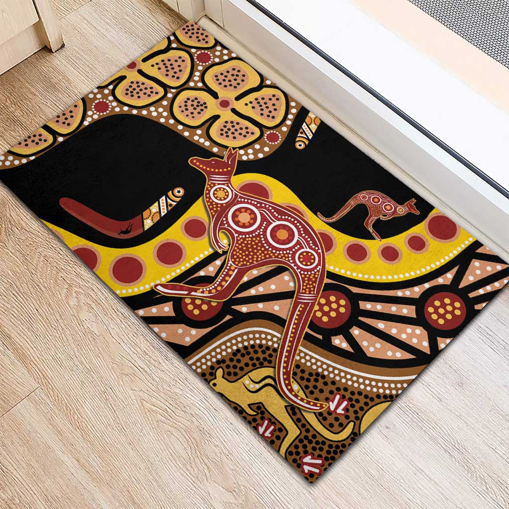 Kangaroo Australia Rubber Doormat Aussie Aboriginal Dot Art