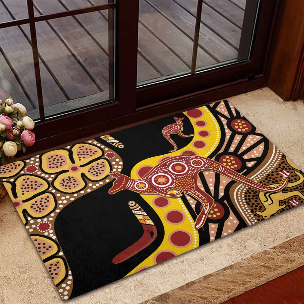 Kangaroo Australia Rubber Doormat Aussie Aboriginal Dot Art