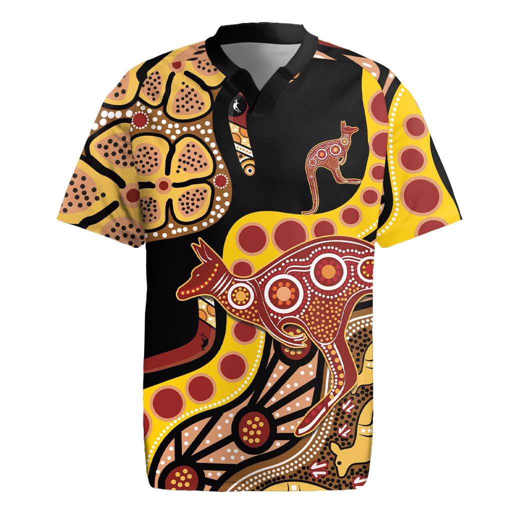 Kangaroo Australia Rugby Jersey Aussie Aboriginal Dot Art