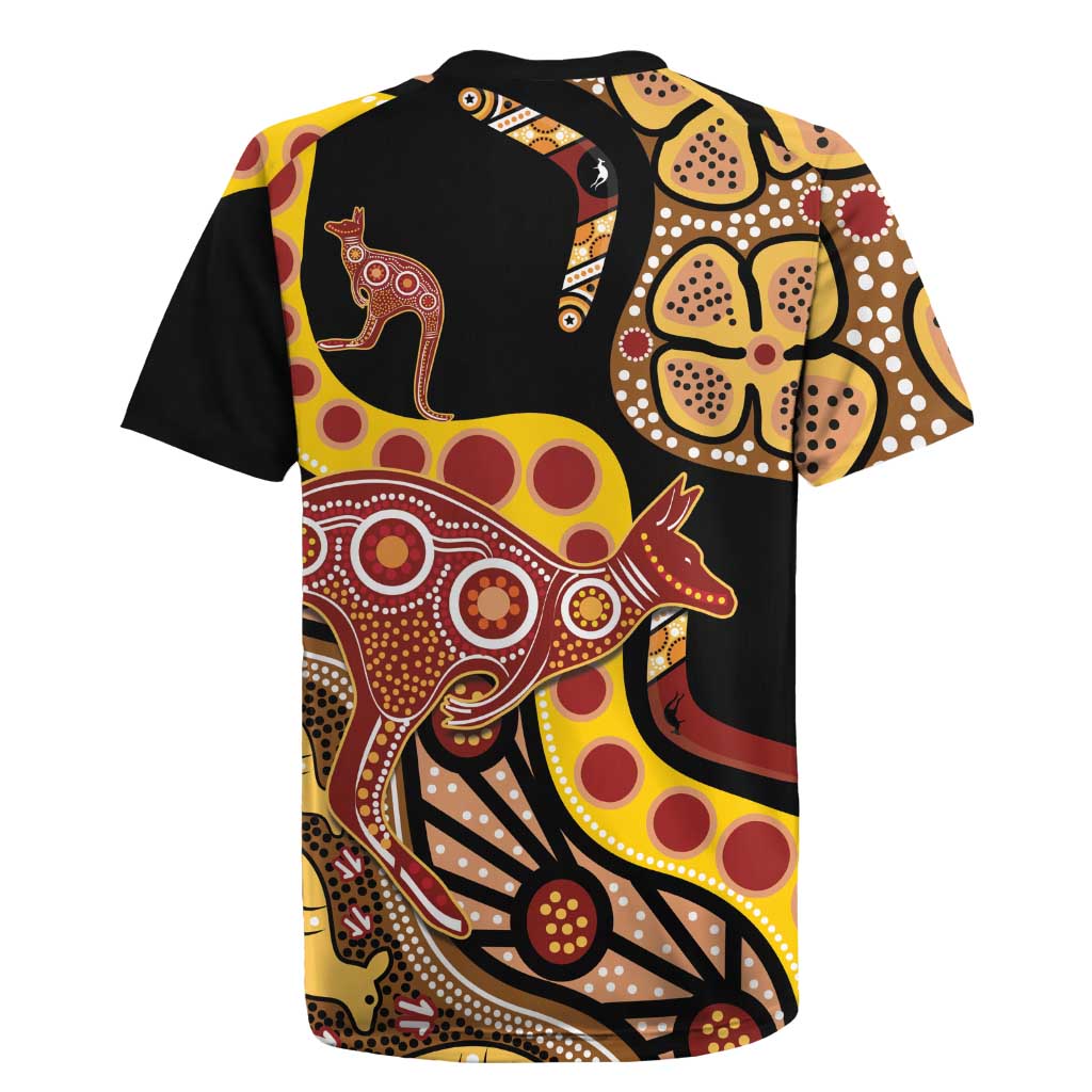 Kangaroo Australia Rugby Jersey Aussie Aboriginal Dot Art