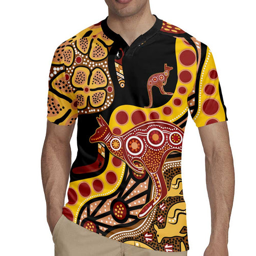 Kangaroo Australia Rugby Jersey Aussie Aboriginal Dot Art