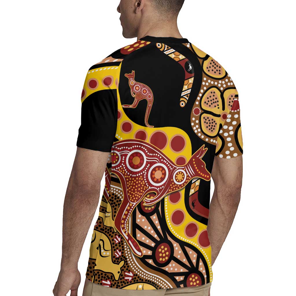 Kangaroo Australia Rugby Jersey Aussie Aboriginal Dot Art
