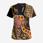 Kangaroo Australia Scrub Top Aussie Aboriginal Dot Art