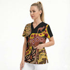 Kangaroo Australia Scrub Top Aussie Aboriginal Dot Art