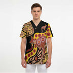 Kangaroo Australia Scrub Top Aussie Aboriginal Dot Art