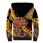Kangaroo Australia Sherpa Hoodie Aussie Aboriginal Dot Art