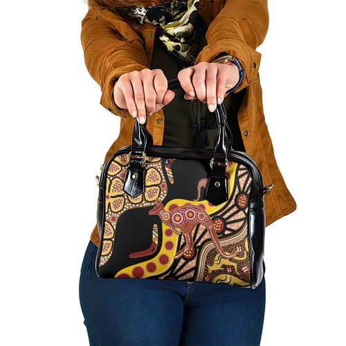 Kangaroo Australia Shoulder Handbag Aussie Aboriginal Dot Art