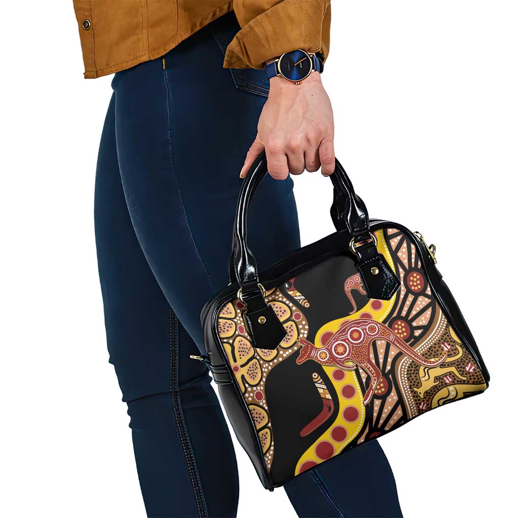 Kangaroo Australia Shoulder Handbag Aussie Aboriginal Dot Art