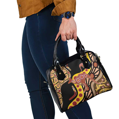 Kangaroo Australia Shoulder Handbag Aussie Aboriginal Dot Art