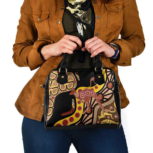 Kangaroo Australia Shoulder Handbag Aussie Aboriginal Dot Art