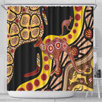 Kangaroo Australia Shower Curtain Aussie Aboriginal Dot Art