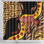 Kangaroo Australia Shower Curtain Aussie Aboriginal Dot Art
