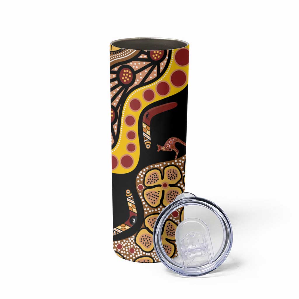 Kangaroo Australia Skinny Tumbler Aussie Aboriginal Dot Art